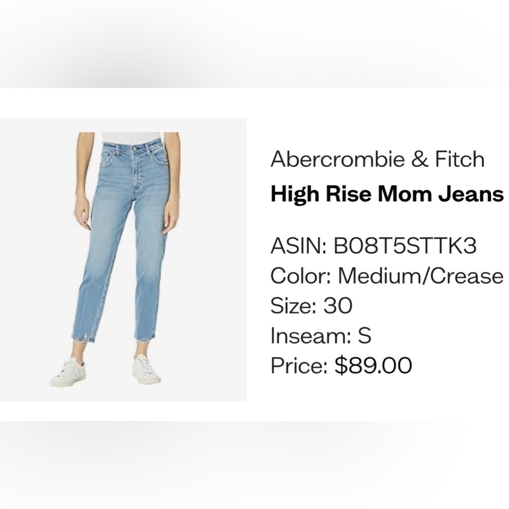 Abercrombie & Fitch High Rise Mom Jeans - Medium Blue